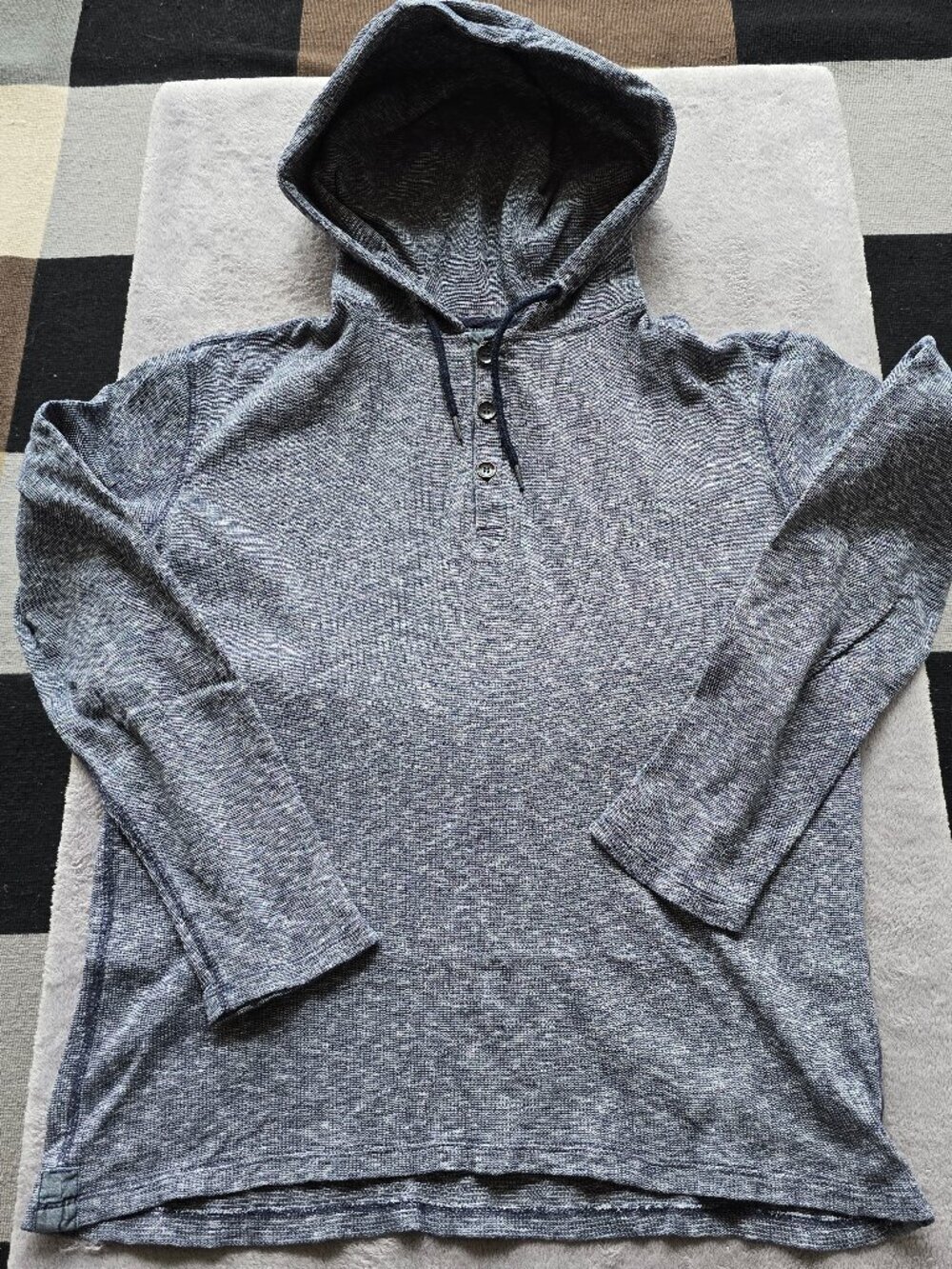 DKNY Jeans 1/4 button up hoodie blue/grey medium